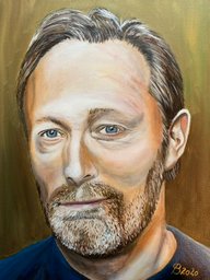 Kunstmaler portrætmaler  Portrætmaling Peter Bøgelund portrætmaler portrait Lars Mikkelsen
