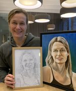 Danmarks bedste portrætmaler anerkendt portrætmaler Peter Bøgelund borgmesterportræt portrættegning Dragør Mette Jacobsen